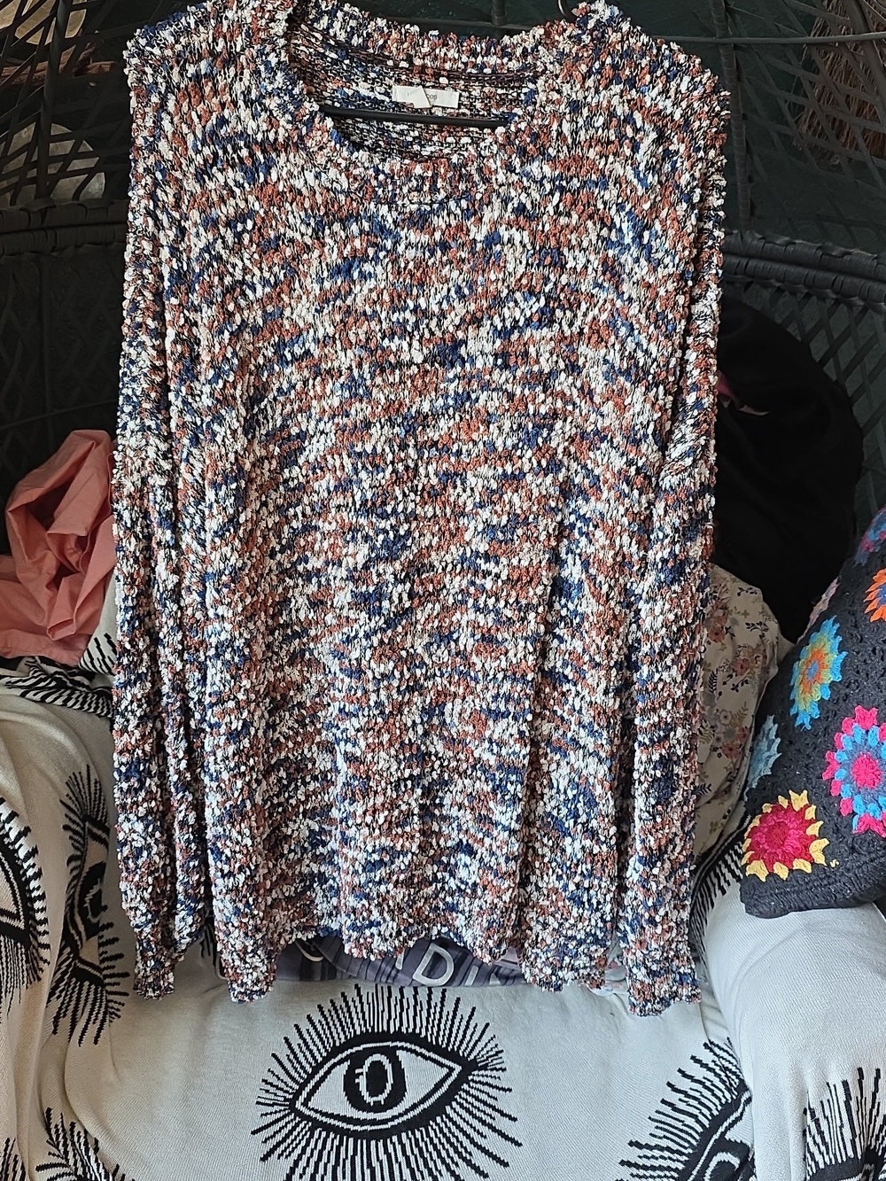 Maurices Multicolor Chunky Knit Sweater - Navy, Rust & Cream - Picture 2 of 4